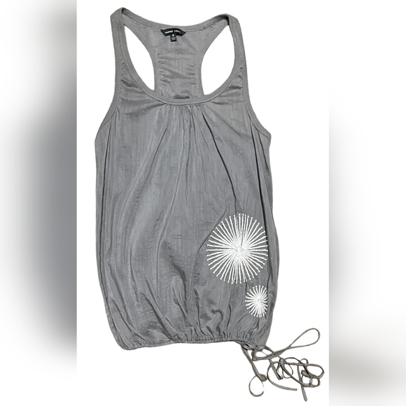 Naked Zebra Gray Racerback Drawstring Tank Top Silk Cotton Blend Size Small - Picture 4 of 16